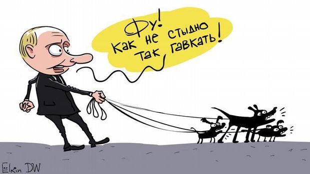 Путин и его \"собака\" Киселев: карикатурист высмеял заявление главы Кремля. ФОТО